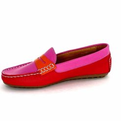 Ivoire0209b Ivoire 10322 Sauvage Cuir Rose Rouge Orange Mocassins