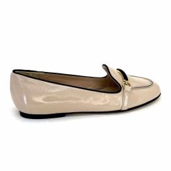 Ivoire0532 Ivoire G771-21 Cuir Vernis Creme Noir Ballerines