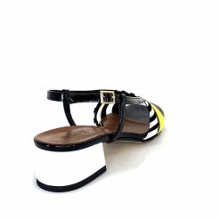 Ivoire0352 Ivoire K234 Jenny Cuir Vernis Noir Blanc Jaune Sandales