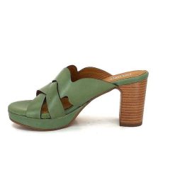 Ivoire0399a Ivoire 6080 Cuir Vert Olive Mules