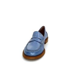 elisa lanci - lady shoes Ivoire Elsa N252 Cuir Bleu Nacre Mocassins