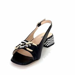 Ivoire0352 Ivoire K254 Lena Cucita Cuir Noir Sandales