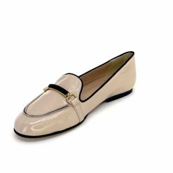 Ivoire0532 Ivoire G771-21 Cuir Vernis Creme Noir Ballerines