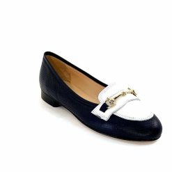 Ivoire0200 Ivoire 8002 For Cuir Bleu Marine Blanc Ballerines