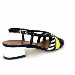 Ivoire0352 Ivoire K234 Jenny Cuir Vernis Noir Blanc Jaune Sandales