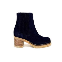 Ivoire0036a Ivoire Cv6104 Daim Bleu Marine Bottines