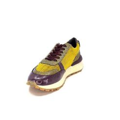 Requin Reqins Urania Mix Cuir Violet Textile Moutarde Baskets