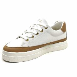 Gant Gant Avona Sneaker Textile Off White Cuir Marron Baskets