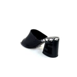 Elue Par Nous Metamorfose Rable Cuir Noir Blanc Mules