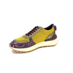 Requin Reqins Urania Mix Cuir Violet Textile Moutarde Baskets