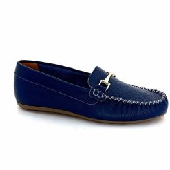 Ivoire0209b Ivoire 12052 Cuir Bleu Mocassins