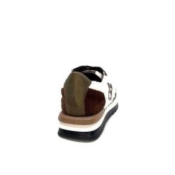 Requin Reqins Urielle Cuir Marron Textile Ecru Baskets