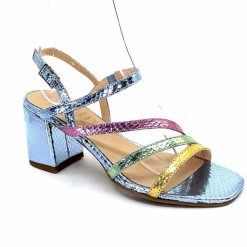 Ivoire0104a Ivoire A47146 Cuir Metal Bleu Ciel Jaune Vert Rose Sandales