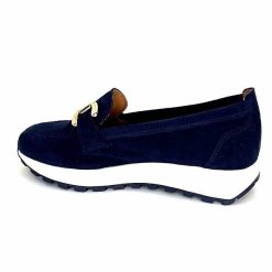 Ivoire0209b Ivoire 12875 Daim Bleu Marine Mocassins