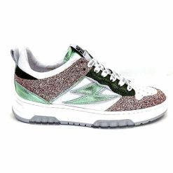 Semerdjian Semerdjian Smr Chita 11377 Cuir Blanc Glitter Rose Vert Baskets