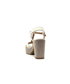 Ivoire0551 Ivoire 2131 Vera Cuir Creme Dore Plateformes