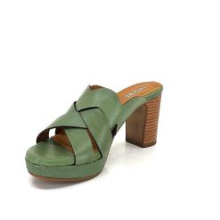 Ivoire0399a Ivoire 6080 Cuir Vert Olive Mules