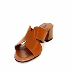 Ivoire0352 Ivoire F1555 Dario 3 Cuir Marron Cognac Mules