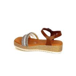 oh my sandals - innova footwear Ivoire 5434 Cuir Marron Strass Beige Plateformes