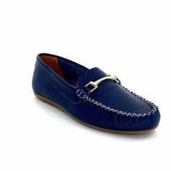 Ivoire0209b Ivoire 12052 Cuir Bleu Mocassins