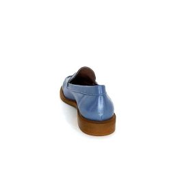 elisa lanci - lady shoes Ivoire Elsa N252 Cuir Bleu Nacre Mocassins