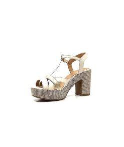 Ivoire0551 Ivoire 2131 Vera Cuir Creme Dore Plateformes