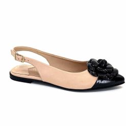 398-ivoire Ivoire M23099 Cuir Beige Noir Ballerines