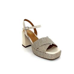 Ivoire0551 Ivoire 2150 Cuir Raffia Beige Plateformes