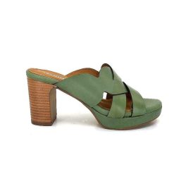 Ivoire0399a Ivoire 6080 Cuir Vert Olive Mules