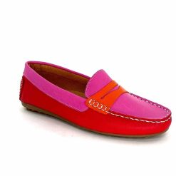 Ivoire0209b Ivoire 10322 Sauvage Cuir Rose Rouge Orange Mocassins