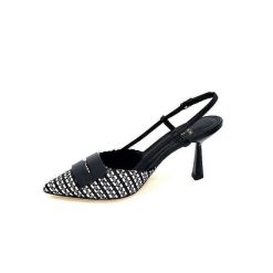 chantal Chantal 2227 Cuir Noir Raffia Noir Blanc Beige Escarpins