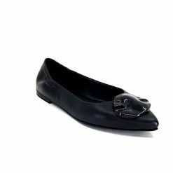 398-ivoire Ivoire M24055 Zb Cuir Noir Ballerines