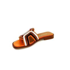 JHay Jhay 2305 Cuir Orange Marron Blanc Mules