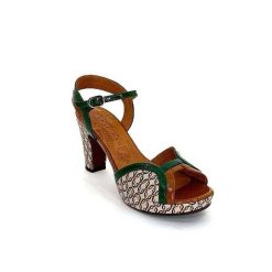 Chie Mihara Chie Mihara Eny Cuir Vert Marron Beige Sandales