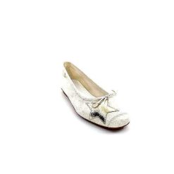 Requin Reqins Hello Cuir Blanc Dore Ballerines