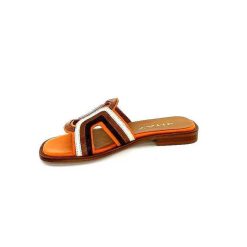 JHay Jhay 2305 Cuir Orange Marron Blanc Mules