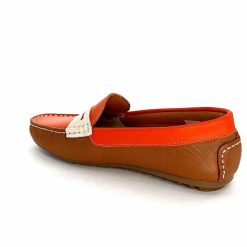 Ivoire0209b Ivoire 10322 Sauvage Cuir Orange Marron Beige Mocassins