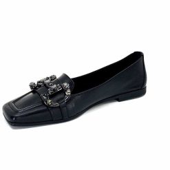 398-ivoire Ivoire 1M23035 Cuir Noir Ballerines