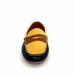 Ivoire0209b Ivoire 10322 Sauvage Cuir Bleu Marine Jaune Marron Mocassins