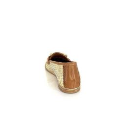 AS 98 B77101-101 Cuir Marron Raffia Dore Mocassins