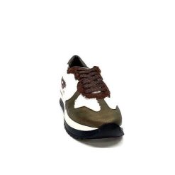 Requin Reqins Urielle Cuir Marron Textile Ecru Baskets