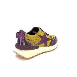 Requin Reqins Urania Mix Cuir Violet Textile Moutarde Baskets