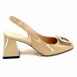 Evaluna Ivoire 6551 Cuir Vernis Beige Mesisa Escarpins