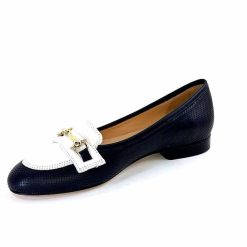 Ivoire0200 Ivoire 8002 For Cuir Bleu Marine Blanc Ballerines