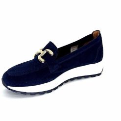 Ivoire0209b Ivoire 12875 Daim Bleu Marine Mocassins