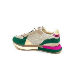 No Name No Name Mia Jogger W Daim Vert Emeraude Beige Textile Beige Et Fushia Baskets