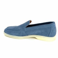 Ivoire0209b Ivoire 12851 Daim Bleu Mocassins