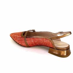 Ivoire0532 Ivoire X1406 Raffia Orange Cuir Bronze Ballerines