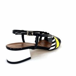 Ivoire0352 Ivoire K234 Jenny Cuir Vernis Noir Blanc Jaune Sandales