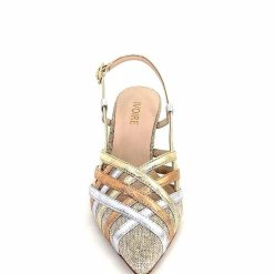 Ivoire0376 Ivoire 20906 Cuir Metallique Textile Beige Escarpins